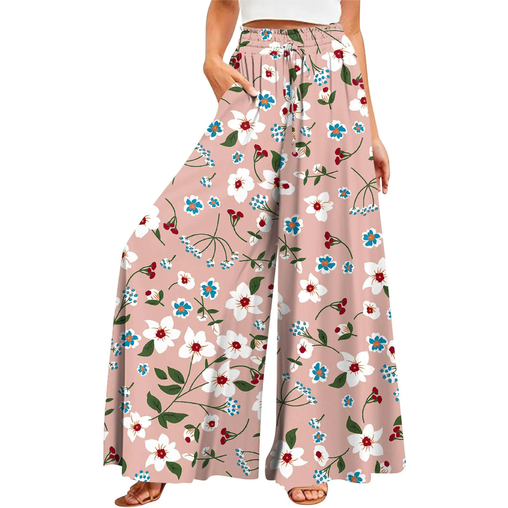 Generic Palazzo Pants for Women Lounge Pants Women Womens Pants Casual Women Palazzo Pants Summer Boho Wide Leg High Waist Casual Lounge Yoga Pants with Pockets Trousers 03 Pink XL