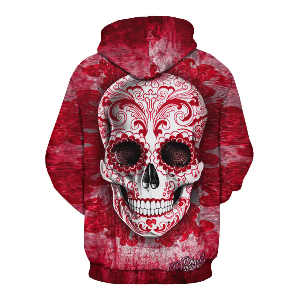 3D Skull Print Hoodie for Men and Women Couples