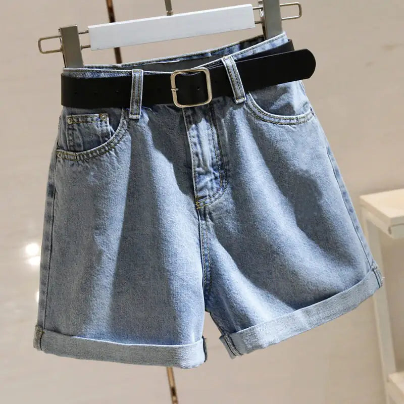 High Waist Loose Curling Women's Denim Shorts