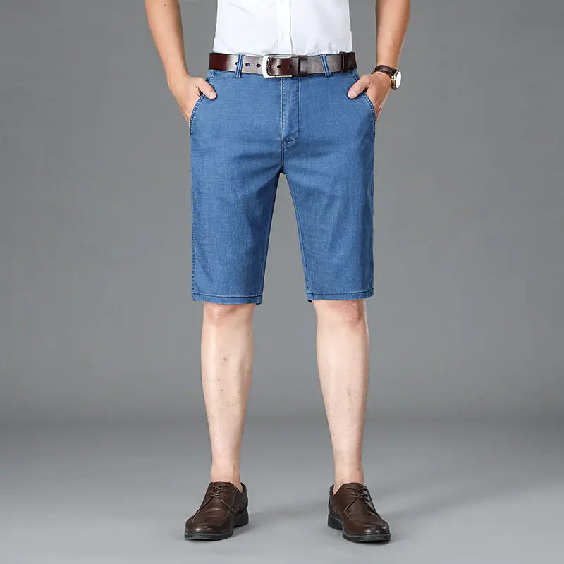 Men's Business Loose Fit Tencel Denim Shorts