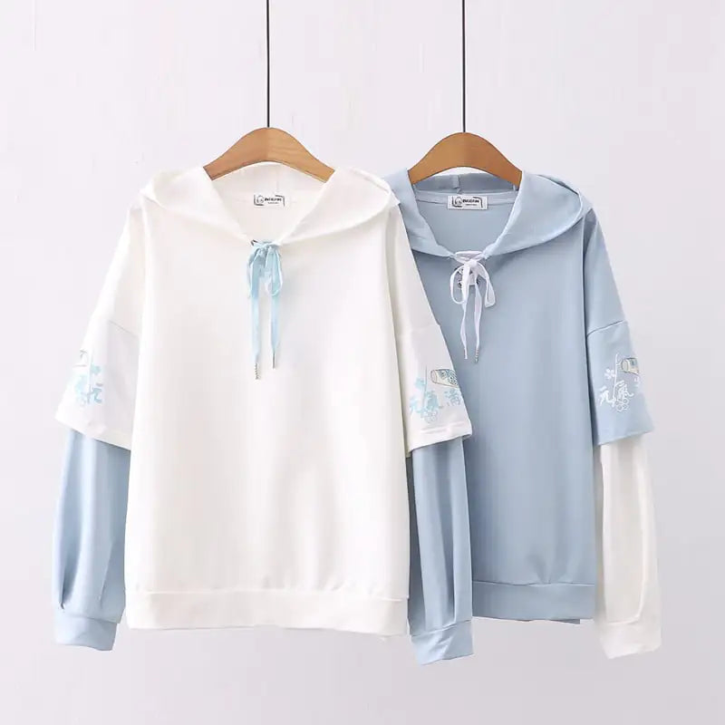 Hooded Splicing Pullover Hoodie for Women