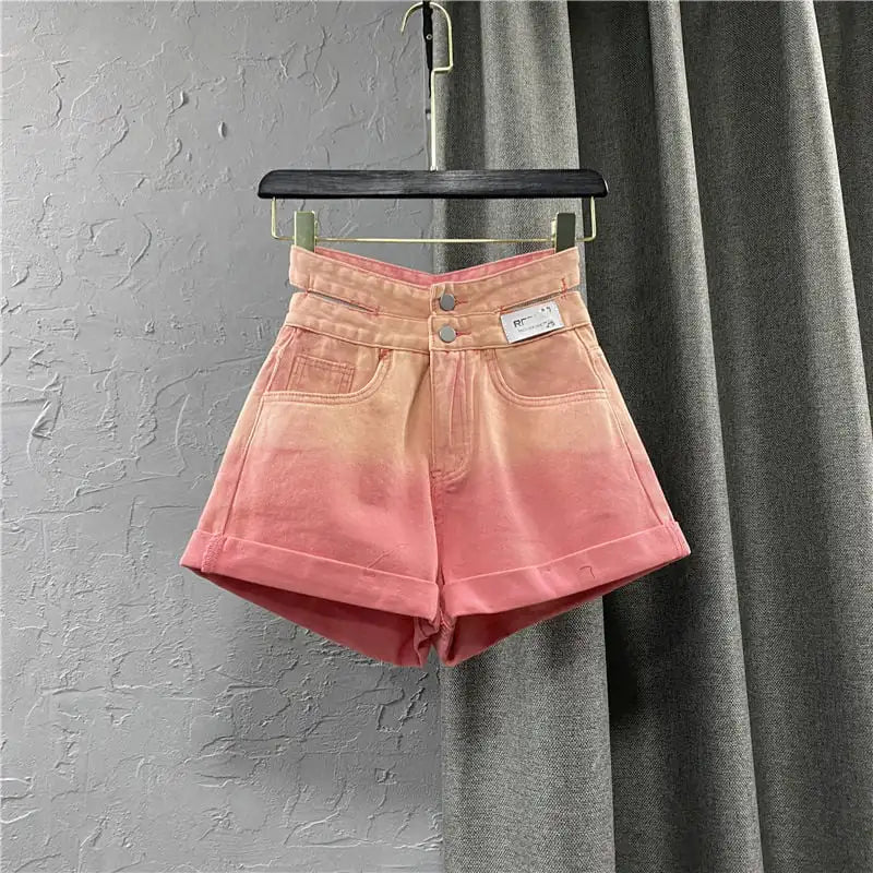 Women's Gradient Wide Leg Denim Shorts