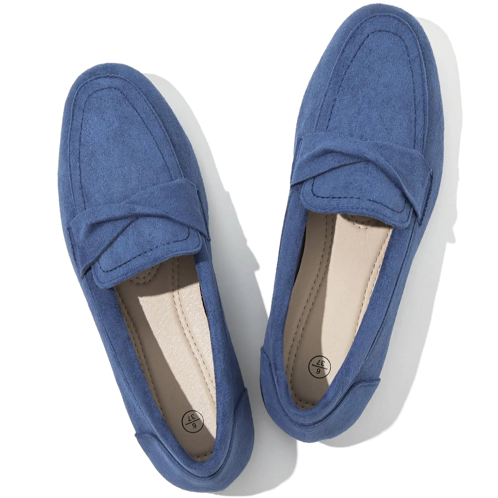 POVOGER Loafers for Women Slip on Shoes Black Flats Shoes Comfortable Work Shoes for Women Square Toe Ballets Flats (Navy BlueUS06)