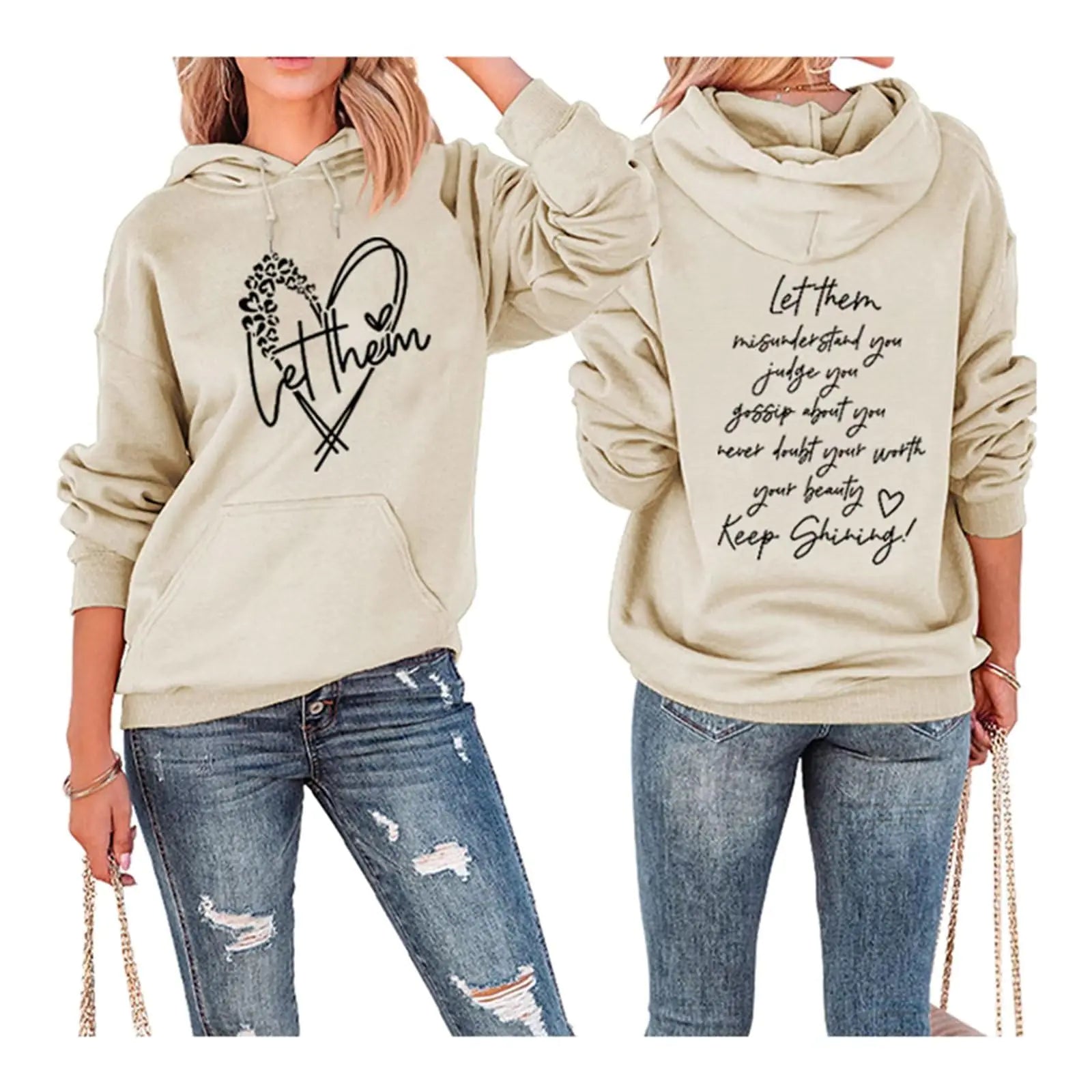 BOYRMSLGY Women Hoodie Let Them Misunderstand You Sweatshirt Lightweight Loose Casual Funny Inspiring Pullover with Pocket