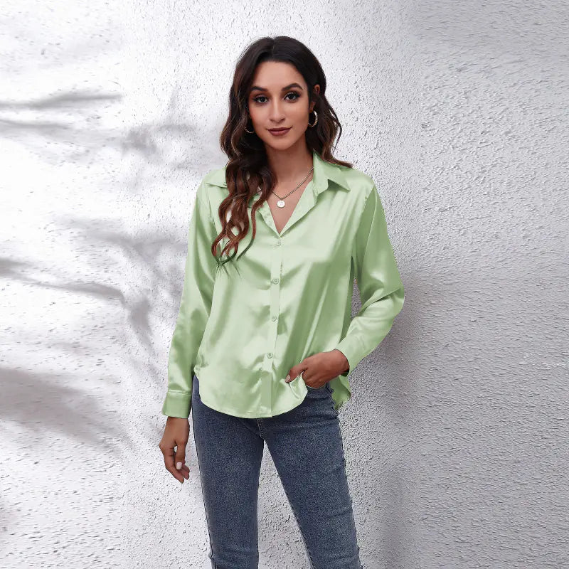 Elegant White Satin Shirt for Women