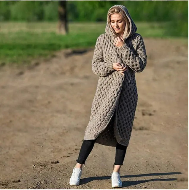 Oversized Knitted Cardigan and Hoodie for Women