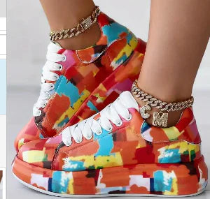 WOLFF Colorful Women's Sneakers - 3D Painted Casual Shoes