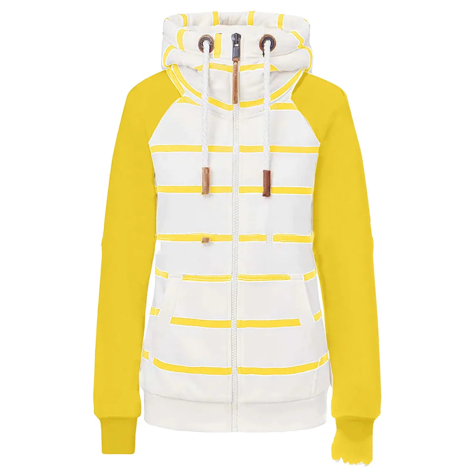 Striped Contrast Hoodie for Women in Polyester