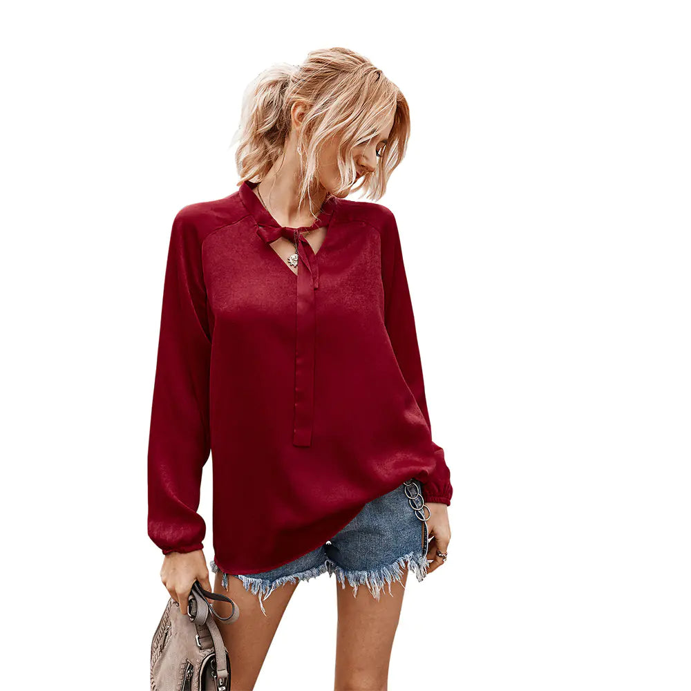 New Women's Shirt T-Shirt, Solid Color Casual Top