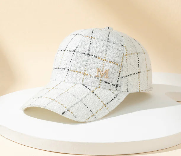 Personalized Women's Plaid M Baseball Cap Fashion