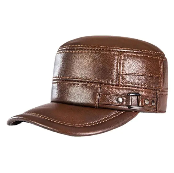Men's Leather Flat Hat with Warm Ear Protection