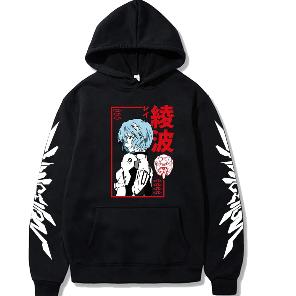 Evangelion Printed Loose Fit Hoodie for Men